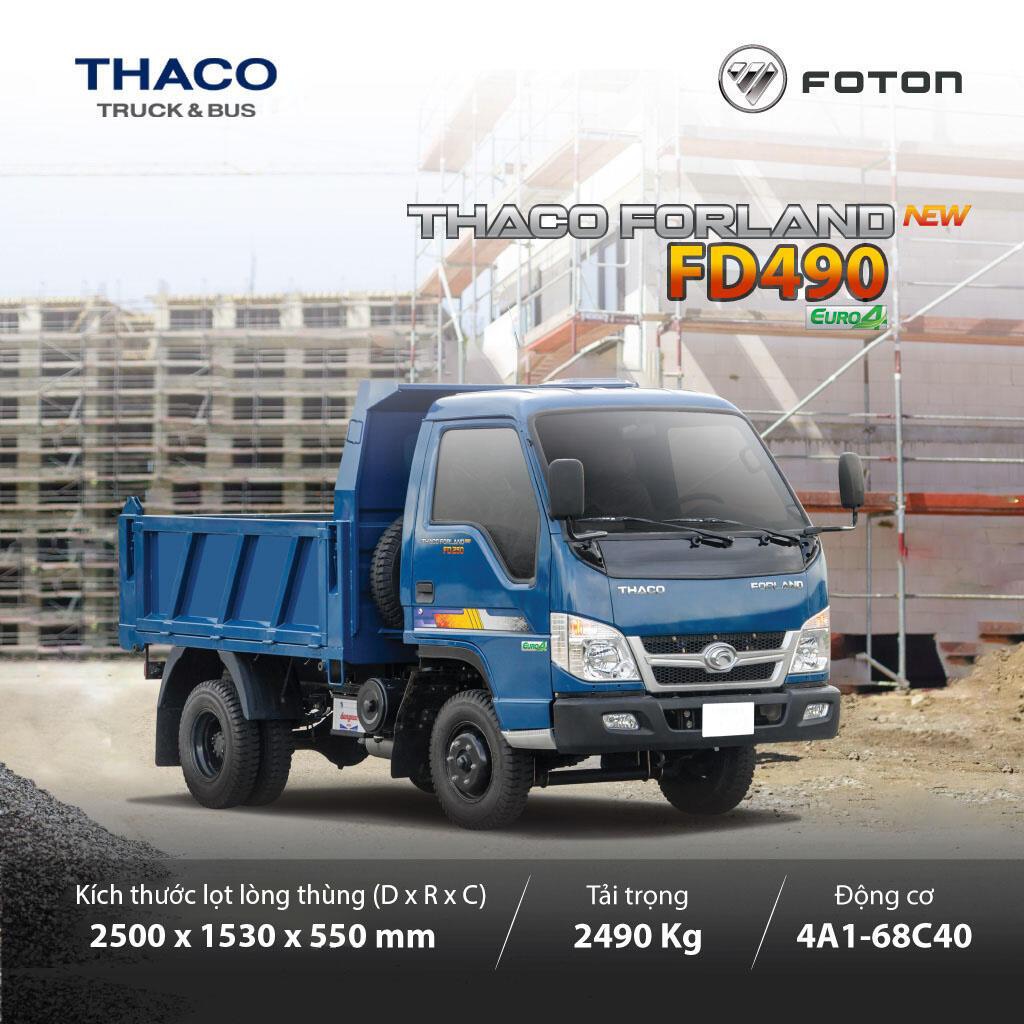 Xe ben 1 cầu 2.5 tấn 2 khối Thaco Forland FD490 tại đại lý